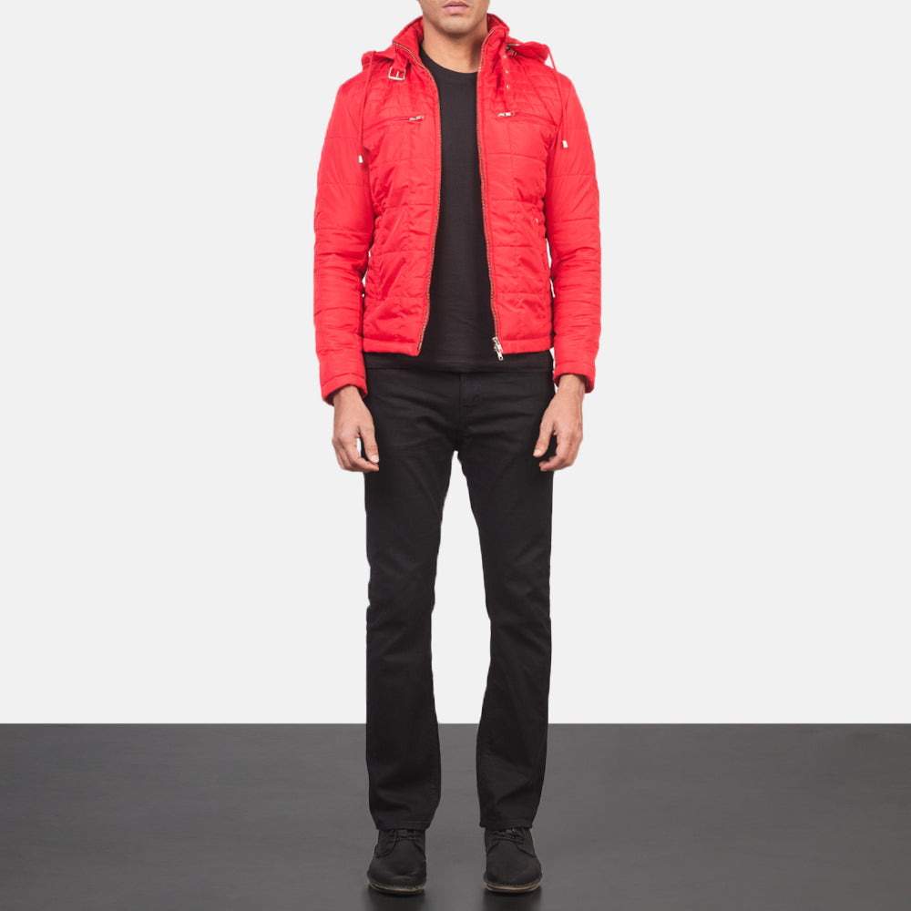 
Alps Quilted Red Windbreaker Jacket - Vista lateral mostrando el corte ergonómico de mangas