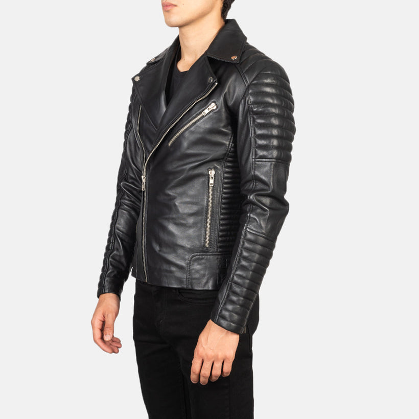 Armand Verde Chaqueta Biker de Cuero para Hombre