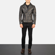 Armand Verde Chaqueta Biker de Cuero para Hombre – Vista alternativa del producto 4