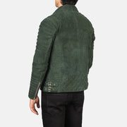Armand Verde Chaqueta Biker de Cuero para Hombre – Vista alternativa del producto 5