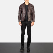 Armand Verde Chaqueta Biker de Cuero para Hombre – Vista alternativa del producto 3