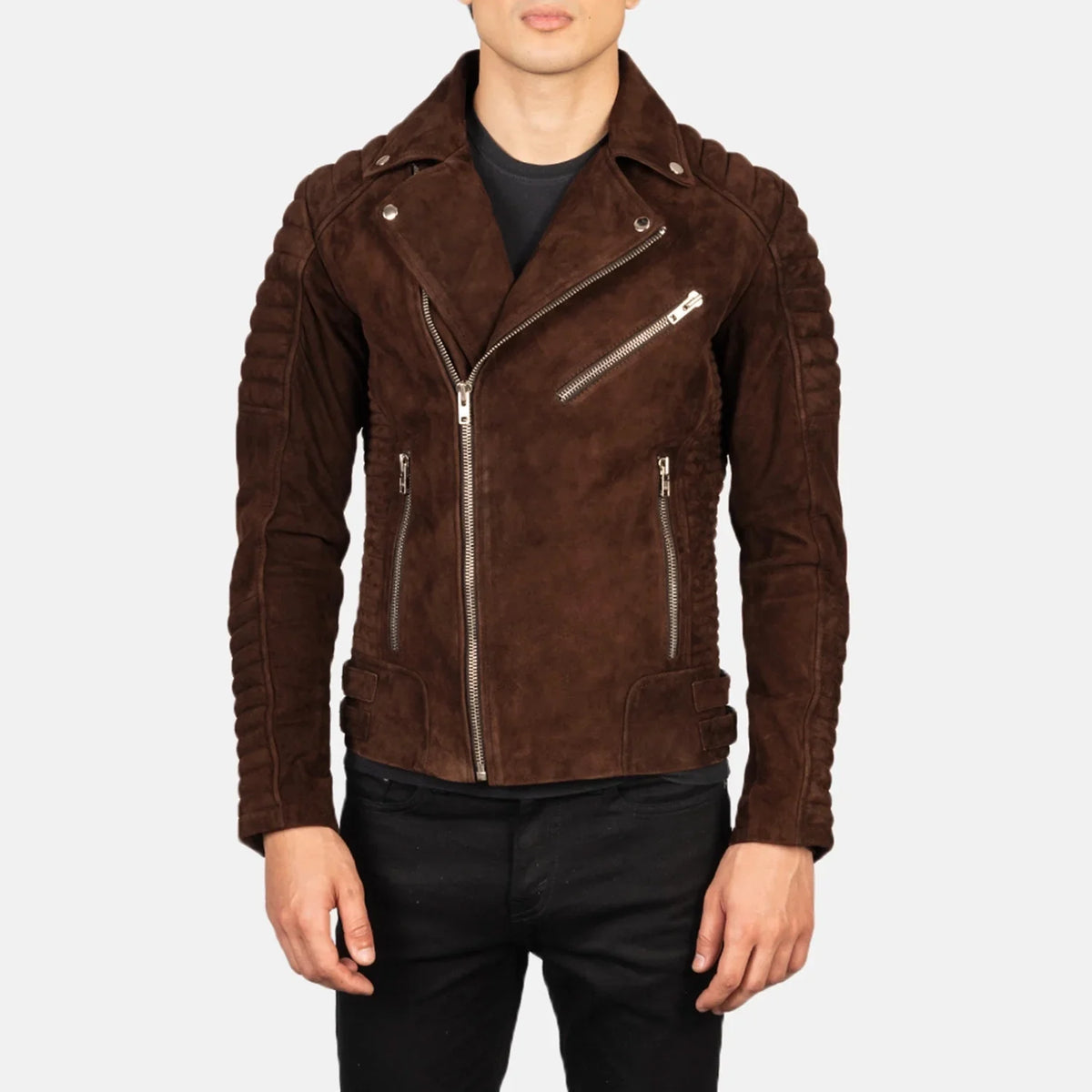 Armand Verde Chaqueta Biker de Cuero para Hombre – Vista alternativa del producto 4