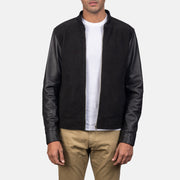 Men's Blain Brown Suede Bomber Jacket in Brown Goatskin Suede - Vista frontal y silueta a medida | Comprar online