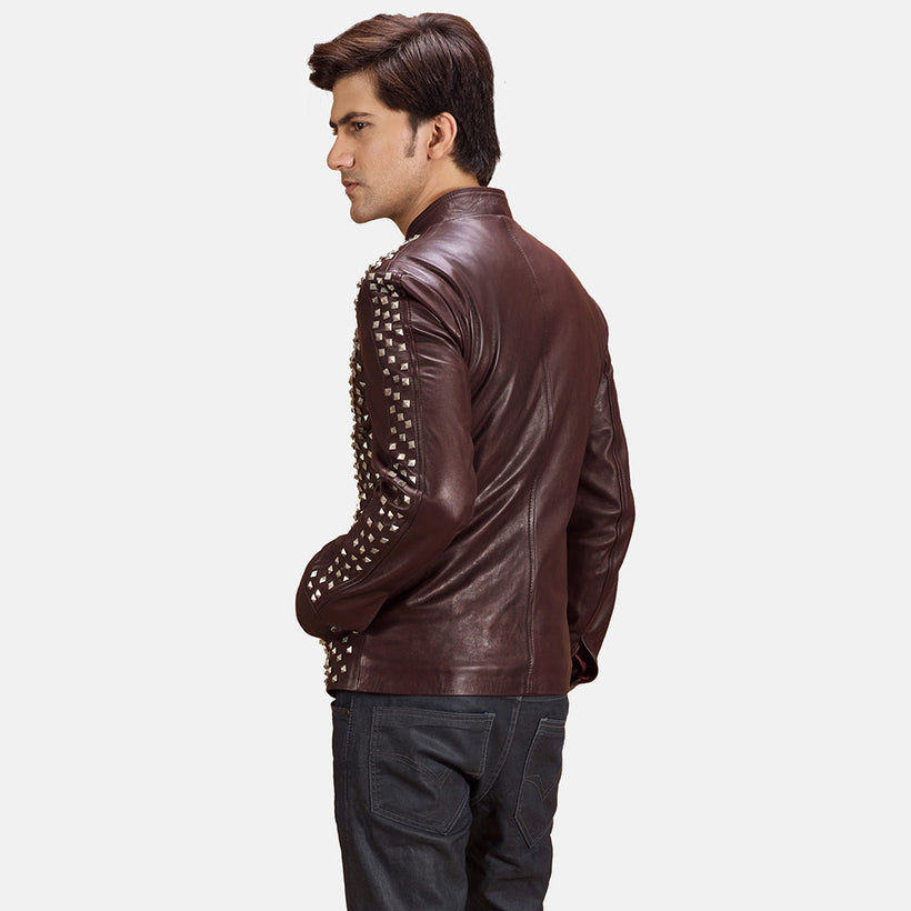 Blix Bono Granate Chaqueta Biker de Cuero para Hombre