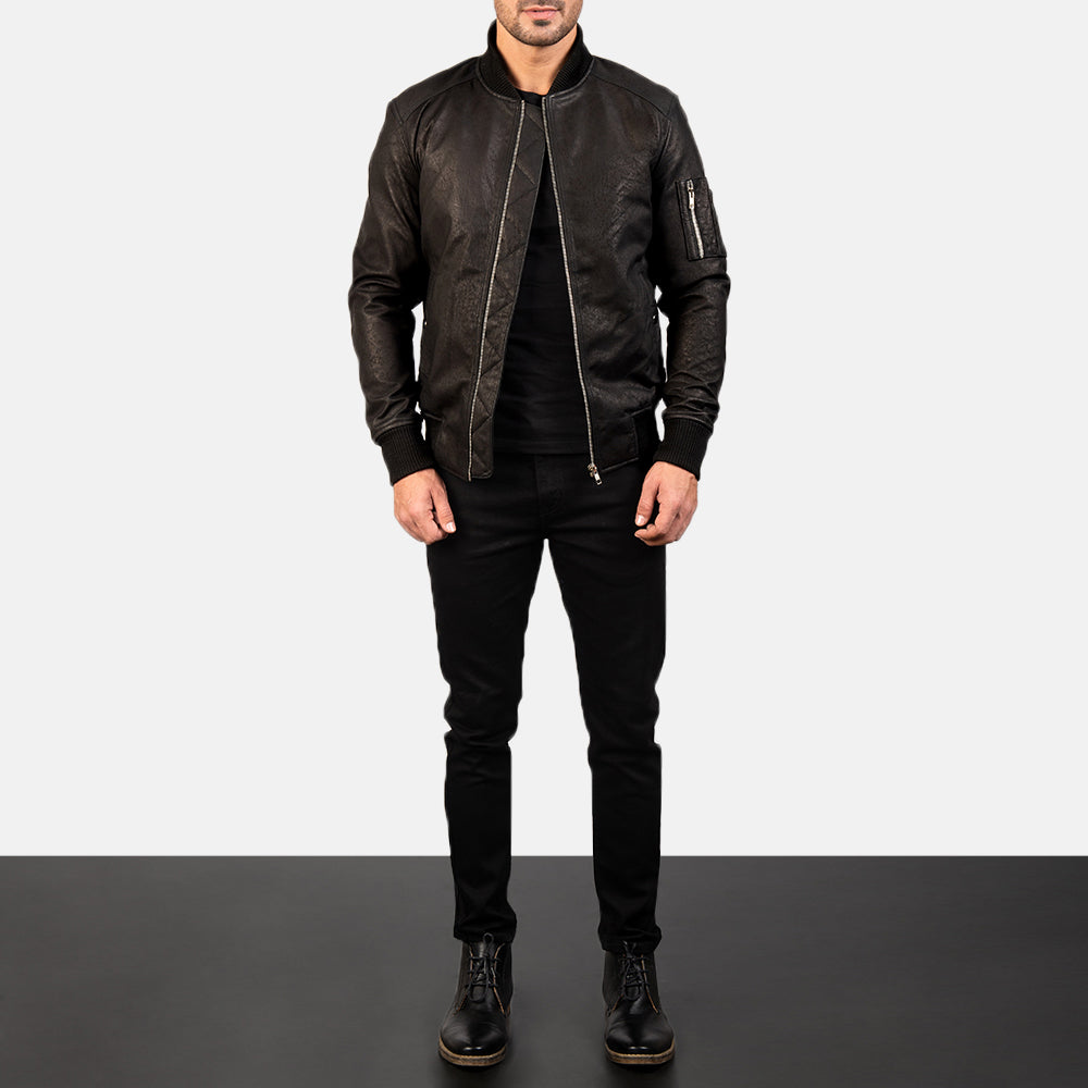 Bomia MA-1 Cazadora Bomber de Cuero para Hombre – Vista alternativa del producto 2