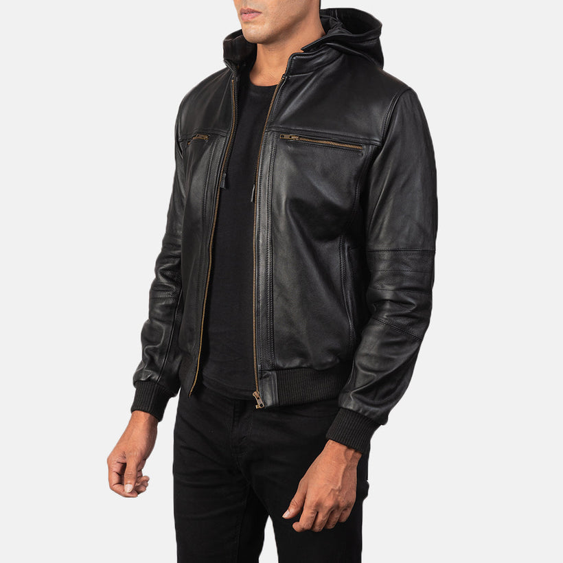 Bouncer Biz Cazadora Bomber de Cuero para Hombre