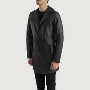 Black Cowhide leather Blazer - Vista trasera con ajuste entallado en hombros y bajo impecable