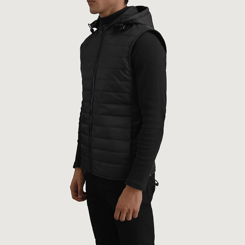 Carlo Negro Hooded Puffer Vest para Hombre