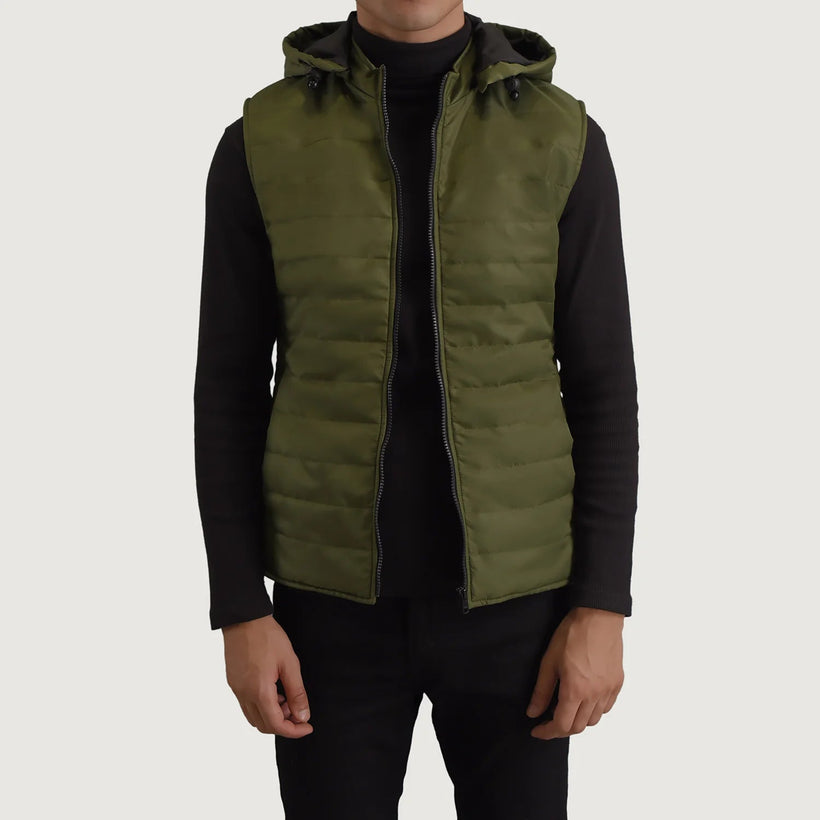 Carlo Verde Hooded Puffer Vest para Hombre