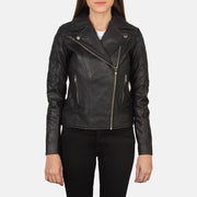 
Vista de detalle of Notch & Zipper Hardware on Carolyn Quilted Black Biker Jacket