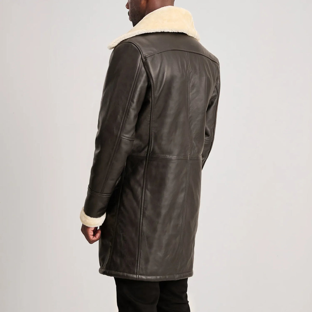 Charles Abrigo de Cuero Marrón Shearling Abrigo de Cuero para Hombre – Vista alternativa del producto 5