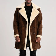 Charles Abrigo de Cuero Marrón Shearling Abrigo de Cuero para Hombre – Vista alternativa del producto 1
