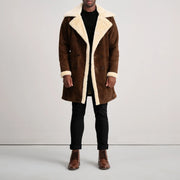 Charles Abrigo de Cuero Marrón Shearling Abrigo de Cuero para Hombre – Vista alternativa del producto 3