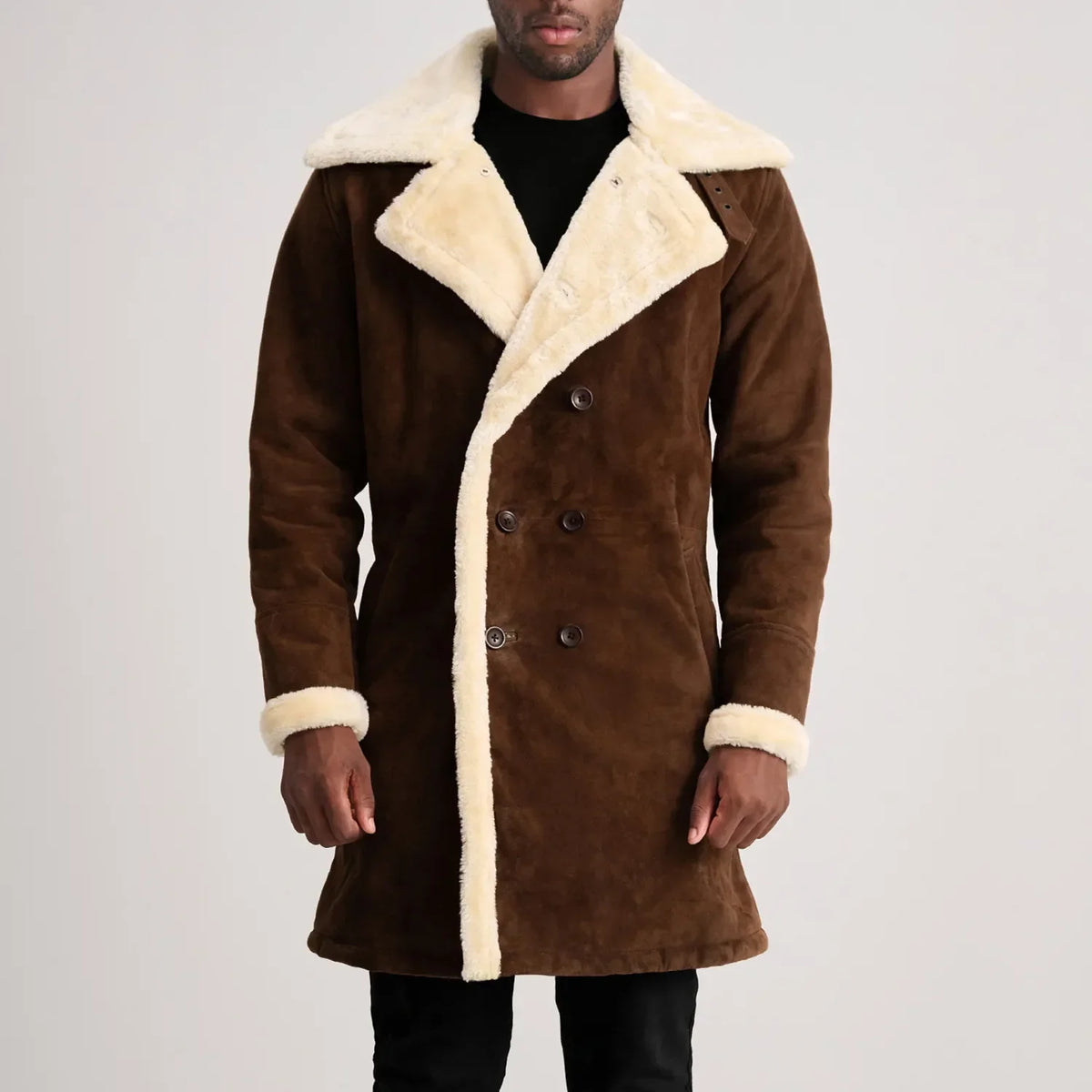 Charles Abrigo de Cuero Marrón Shearling Abrigo de Cuero para Hombre – Vista alternativa del producto 4