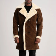 Charles Abrigo de Cuero Marrón Shearling Abrigo de Cuero para Hombre – Vista alternativa del producto 4