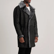 Brown Goatskin Suede Aviator Jacket - Vista trasera con ajuste entallado en hombros y bajo impecable