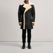 Charles Abrigo de Cuero Marrón Shearling Abrigo de Cuero para Hombre – Vista alternativa del producto 3