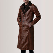 
Charlton Waxed Marrón Leather Single Breasted Abrigo de Cuero para Hombre For Men - Vista lateral mostrando el corte ergonómico de mangas