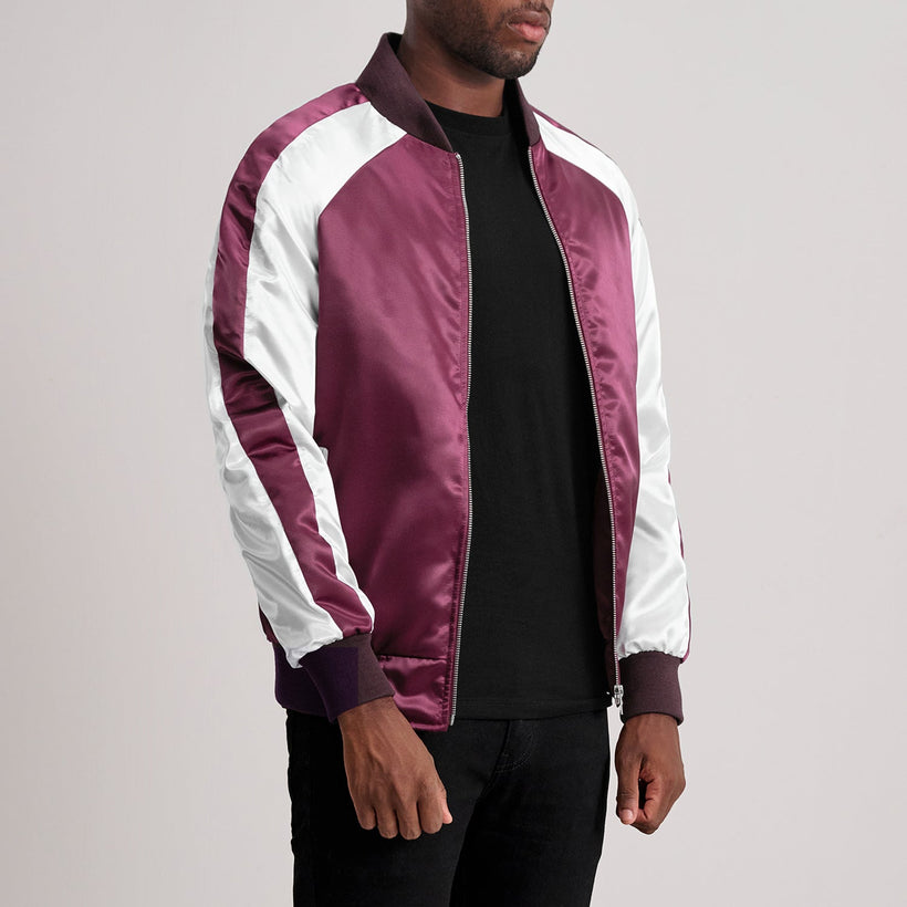 Clarke Granate Varsity Chaqueta de Cuero para Hombre