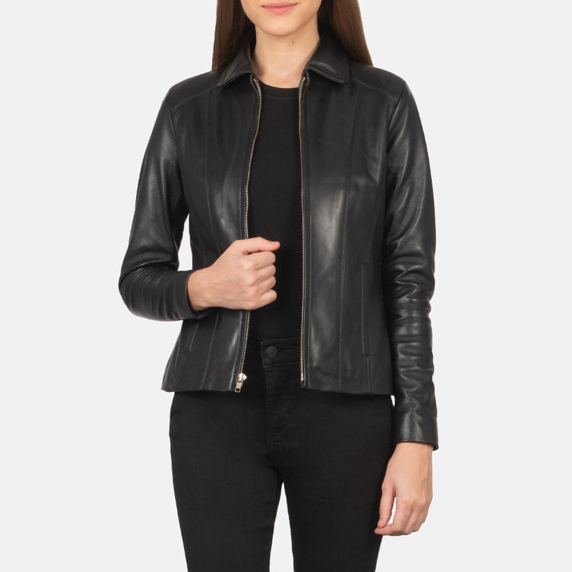 Colette Negro Chaqueta de Cuero para Mujer