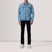 Light Blue Full-Grain leather Jacket - Vista trasera con ajuste entallado en hombros y bajo impecable