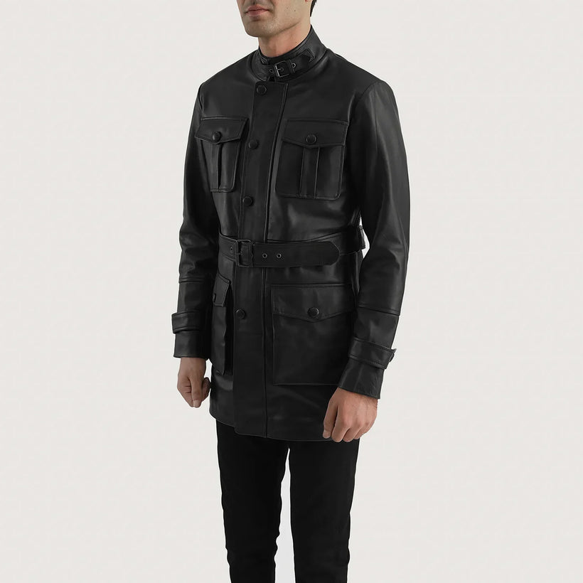Dolf Negro Chaqueta de Cuero para Hombre
