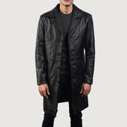 
Don Long Negro Abrigo de Cuero para Hombre in Black Cowhide Leather - Vista frontal y silueta entallada | Comprar online