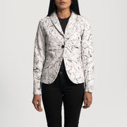 
Donna Blake Blanco Blazer de Cuero de Cuero para Mujer in White Sheepskin Dip &Amp; Dye - Vista frontal y silueta entallada | Comprar online