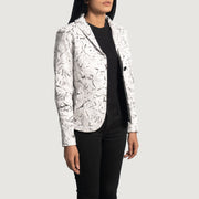 
White Sheepskin Dip &Amp; Dye Leather Blazer - Vista posterior con hombros definidos y bajo impecable