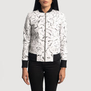 Women's Donna Blake Blanco Cazadora Bomber de Cuero para Mujer in White Sheepskin Dip &amp;Amp; Dye - Vista frontal y silueta a medida | Comprar online