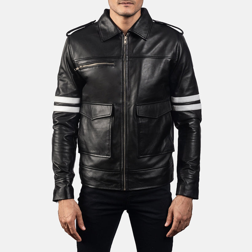 Dragonhide Negro Chaqueta de Cuero para Hombre