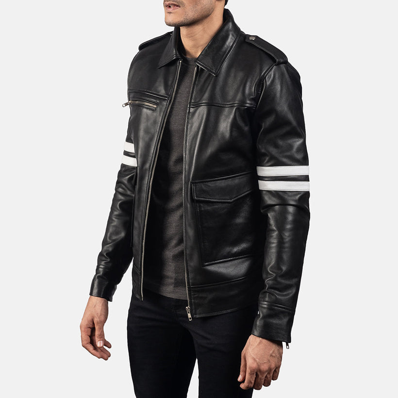 Dragonhide Negro Chaqueta de Cuero para Hombre