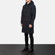 Black Synthetic Wool Trench Coat - Vista trasera con ajuste entallado en hombros y bajo impecable