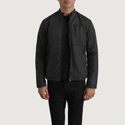 Elliot Black Lightweight Jacket in Black Full-Grain Leather - Vista frontal y silueta a medida | Comprar online