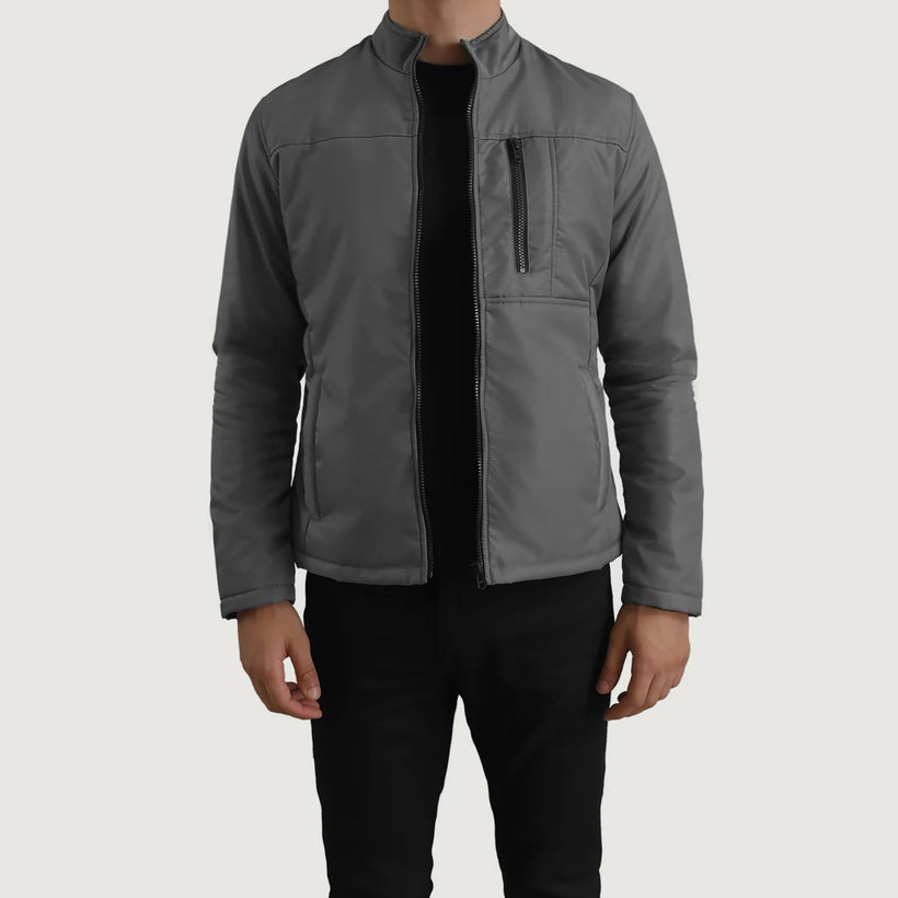 Elliot Gris Lightweight Chaqueta de Cuero para Hombre