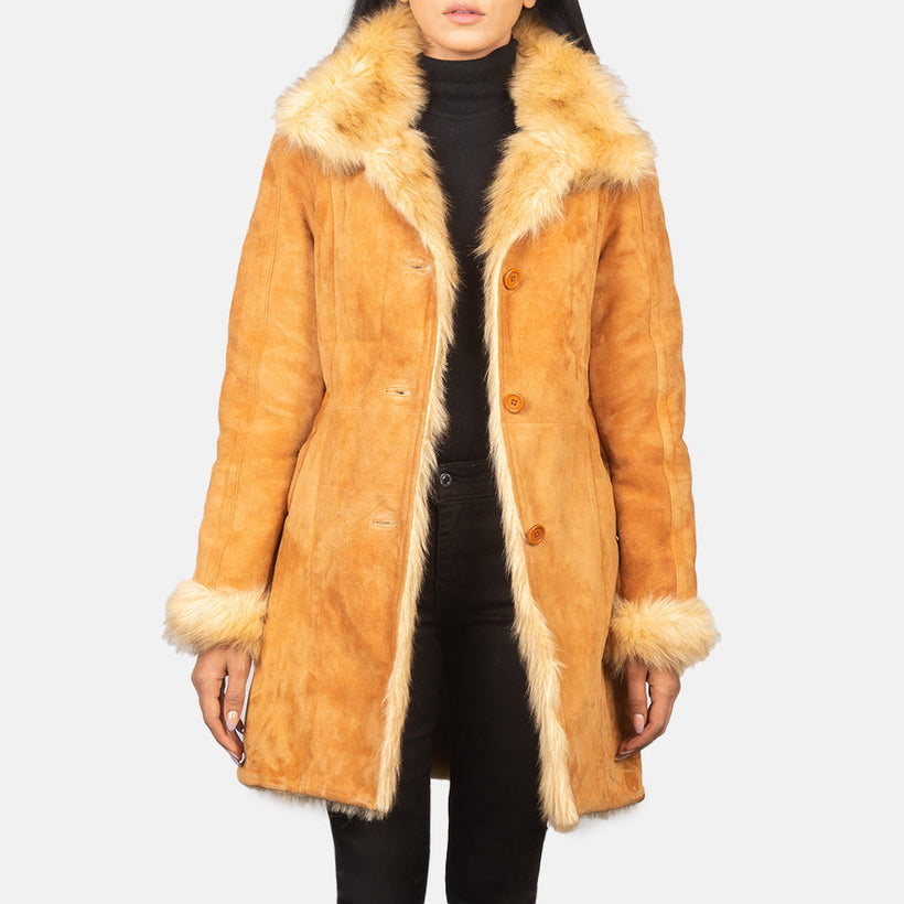 Erica Shearling Abrigo de Cuero para Mujer