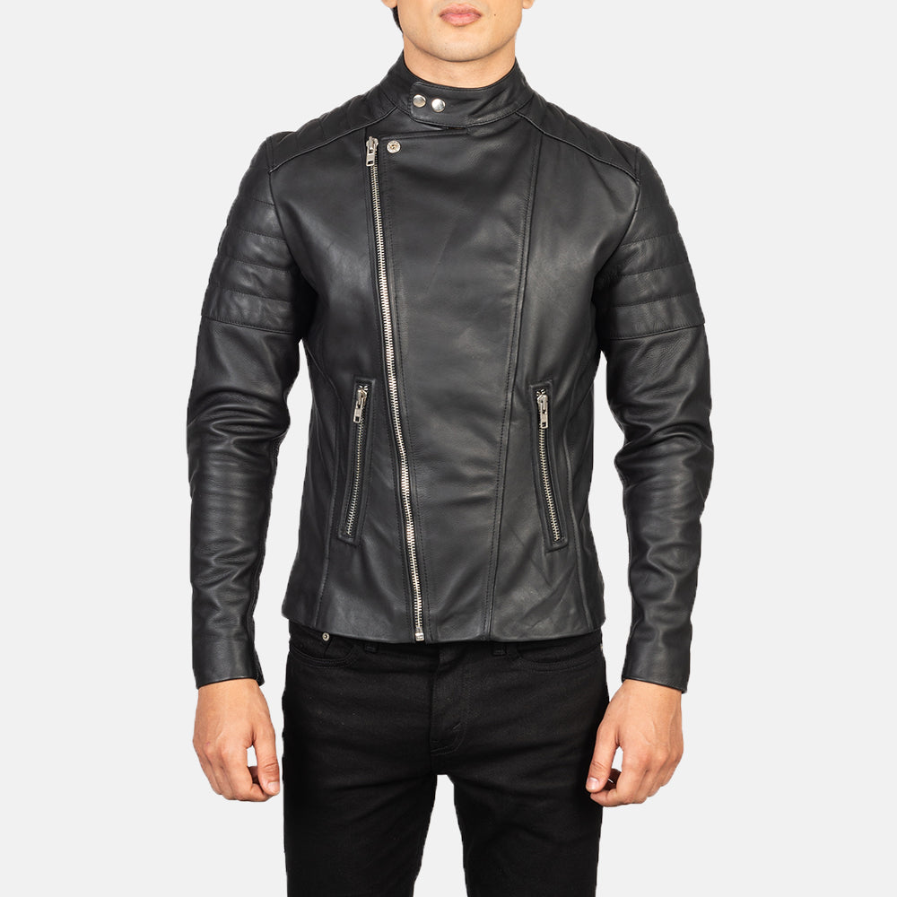 Detalle de cerca of Band with Snap Buttons &amp; Zipper Hardware on Men's Faisor Mocha Suede Biker Jacket
