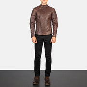 Faisor Mocha Chaqueta Biker de Cuero para Hombre – Vista alternativa del producto 3