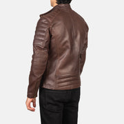Faisor Mocha Chaqueta Biker de Cuero para Hombre – Vista alternativa del producto 4