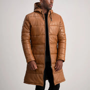 
Floyd Abrigo de Cuero Tostado Puffer Chaqueta de Cuero para Hombre – alternate product view 1