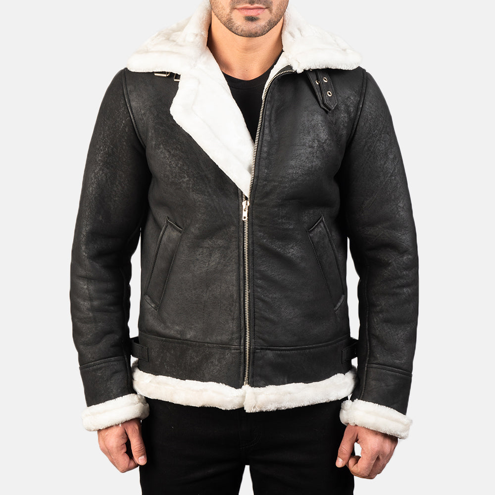 Francis B-3 Negro Cazadora Bomber de Cuero para Hombre – Vista alternativa del producto 1