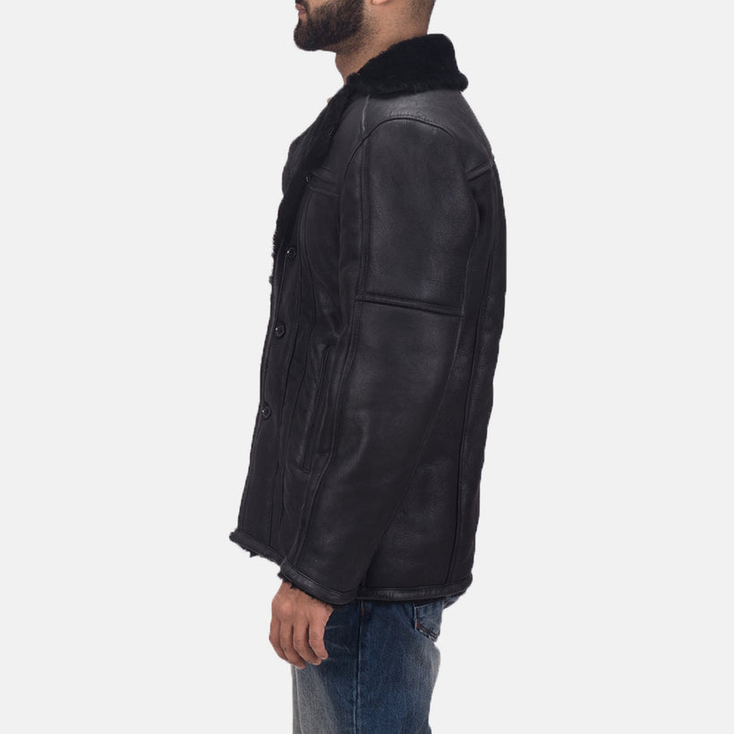 Furcliff Double Face Shearling Abrigo de Cuero para Hombre