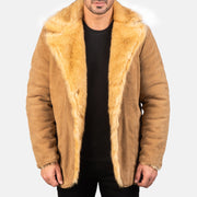 
Furlong Abrigo de Cuero Beige Abrigo de Cuero para Hombre - Vista posterior con hombros definidos y bajo impecable