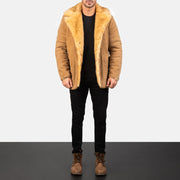 
Furlong Abrigo de Cuero Beige Abrigo de Cuero para Hombre - Vista lateral mostrando el corte ergonómico de mangas