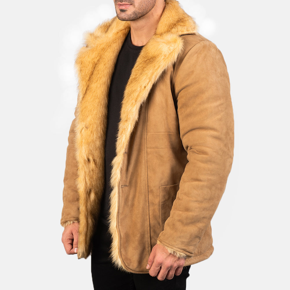 
Vista de detalle of Notch & Button Hardware on Furlong Beige Leather Coat