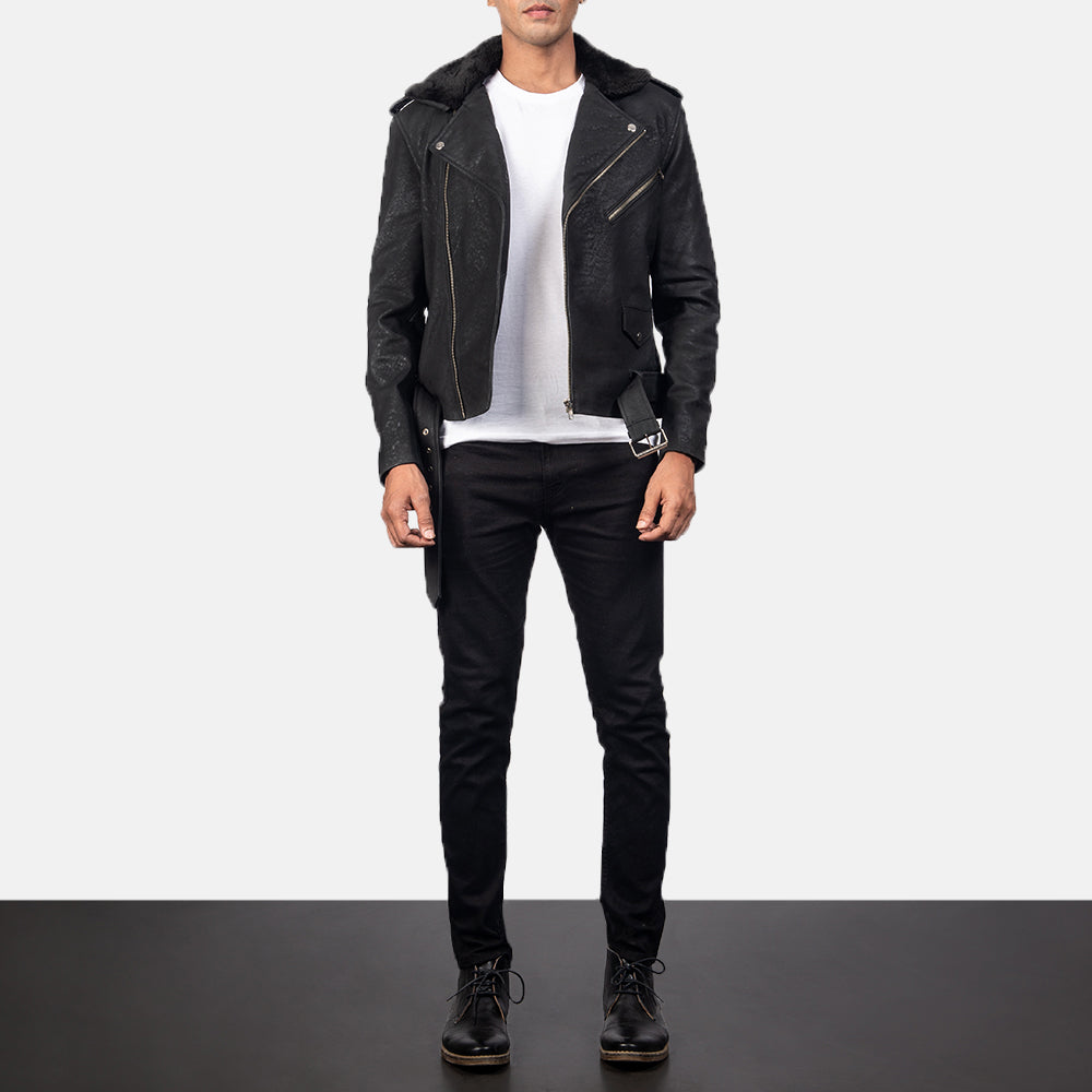 Furton Chaqueta Biker de Cuero para Hombre – Vista alternativa del producto 3
