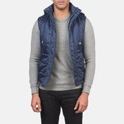 
Fuston Azul Chaleco acolchado con capucha para Hombre in Blue Nylon (Water-Resistant) - Vista frontal y silueta entallada | Comprar online
