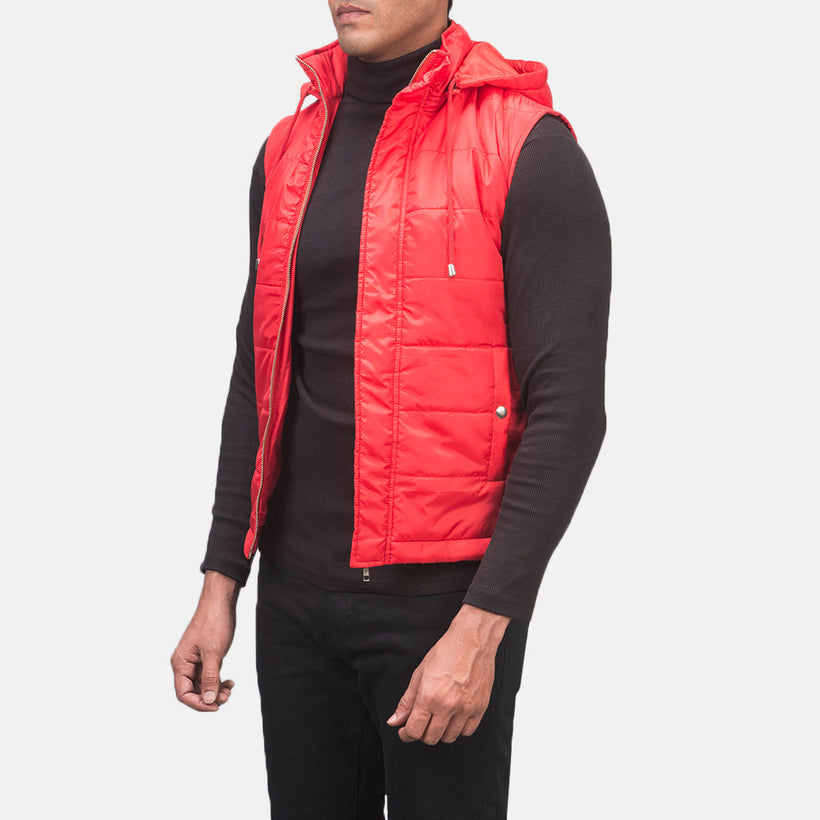 Fuston Rojo Chaleco acolchado con capucha para Hombre