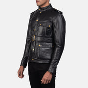 Black Cowhide leather Jacket - Vista trasera con ajuste entallado en hombros y bajo impecable