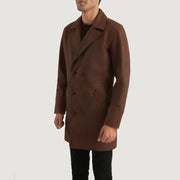 Distressed Brown Cowhide leather Coat - Vista trasera con ajuste entallado en hombros y bajo impecable